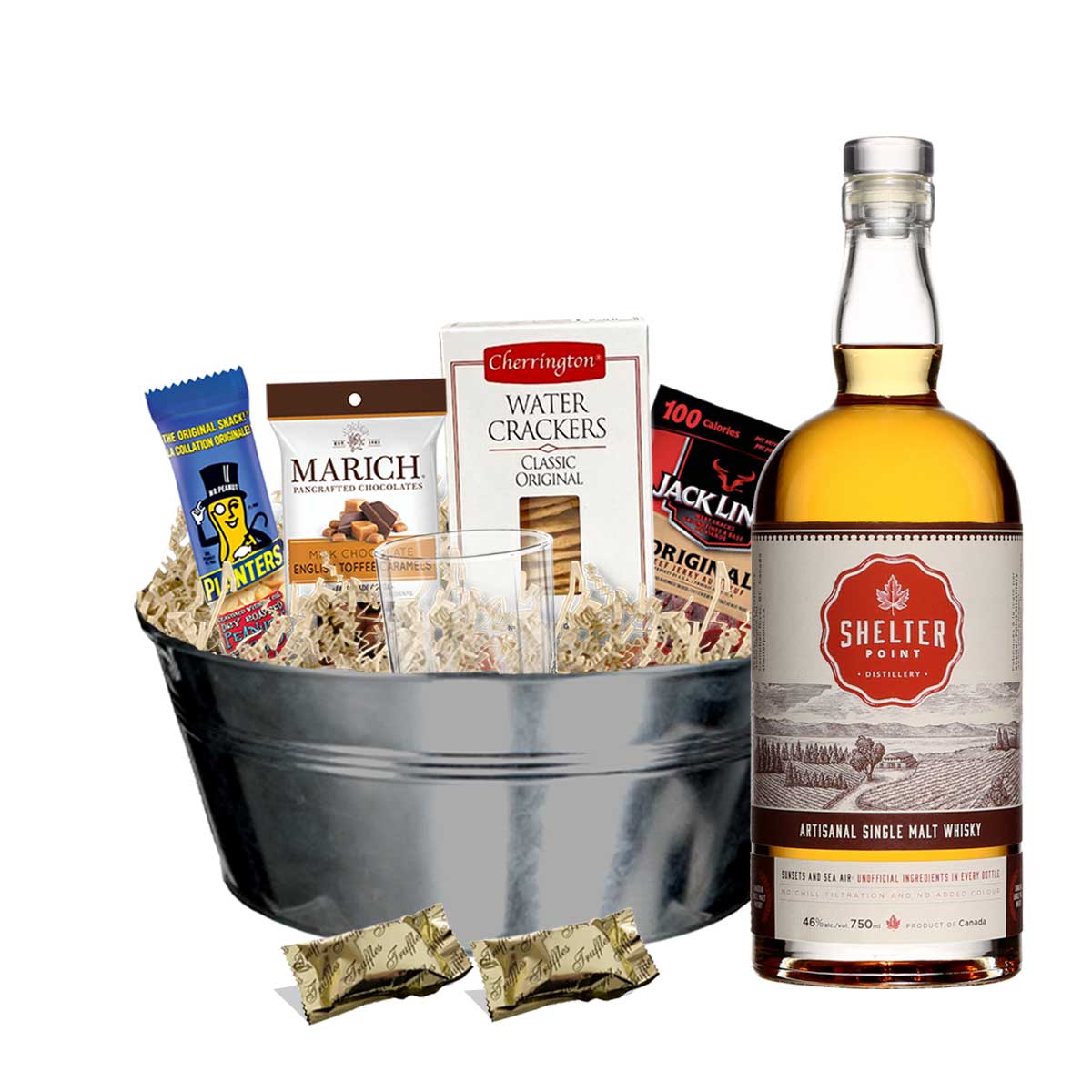 TAG Liquor Stores BC - Shelter Point Artisanal Single Malt Whisky 750ml Gift Basket