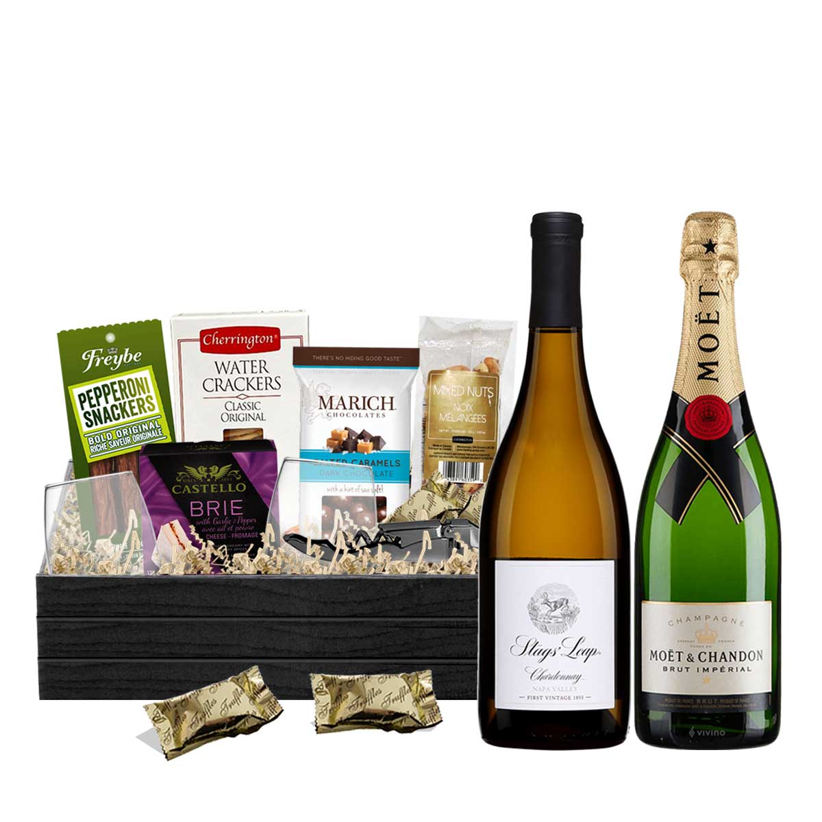 TAG Liquor Stores BC - Stags Leap Chardonnay & Moet Brut 750ml x 2 Gift Basket