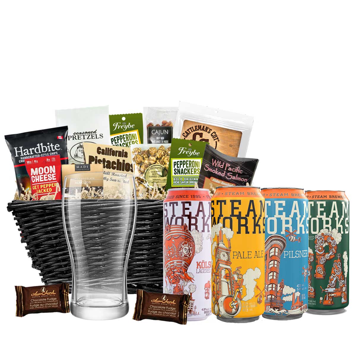 TAG Liquor Stores BC - Steamworks Brewing Mixed Beer Gift Basket 8 X 473ml Cans (4 Varieties)