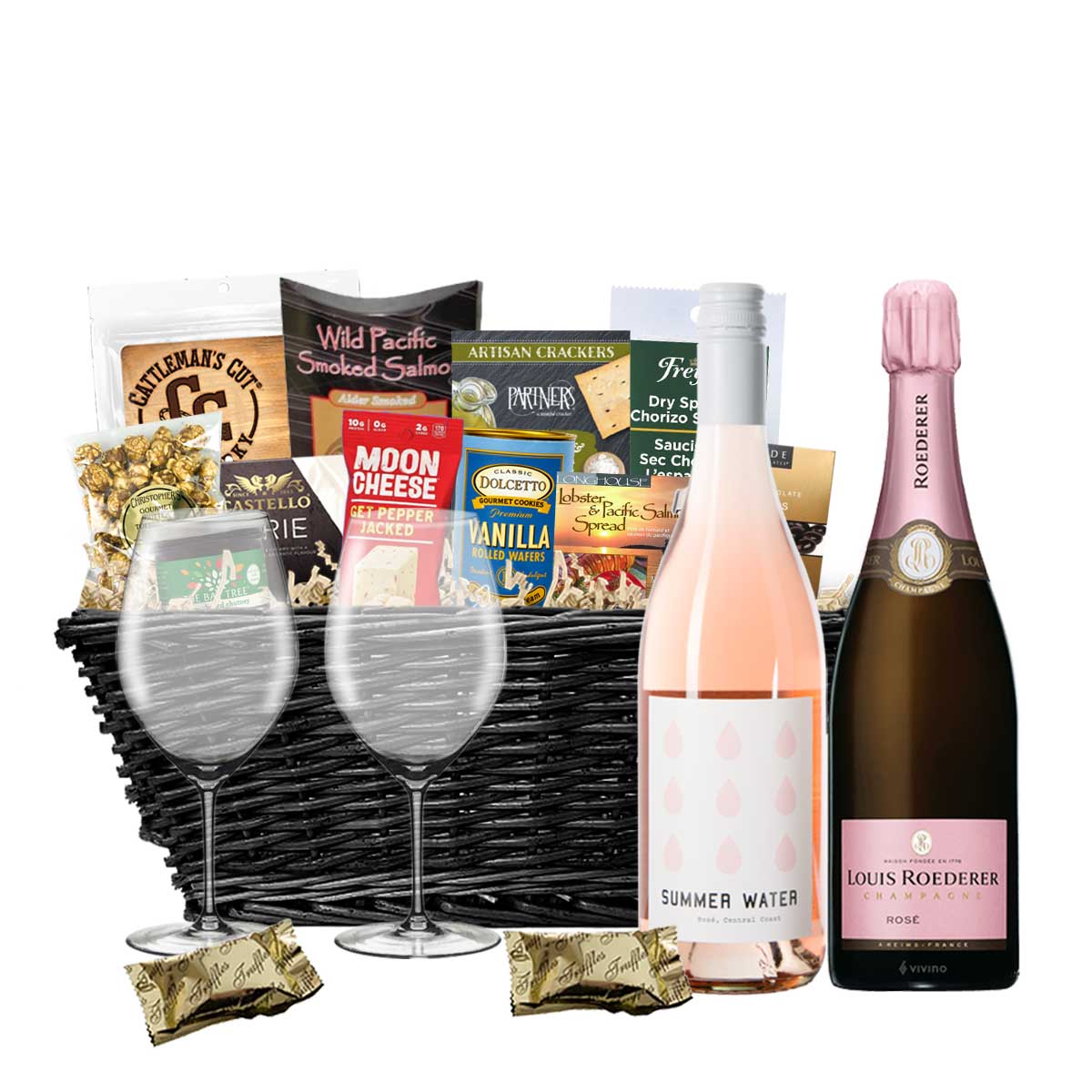 TAG Liquor Stores BC - Summer Water Rosé & Louis Roederer Rosé Champagne 750ml x 2 Gift Basket