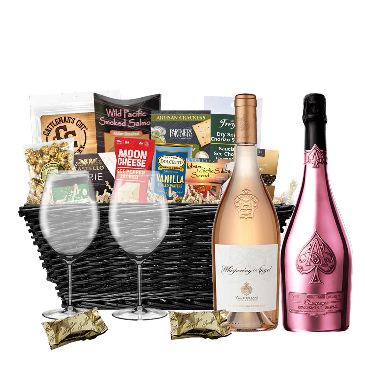 Whispering Angel Rosé & Armand De Brignac Rosé 750ml x 2 Gift Basket