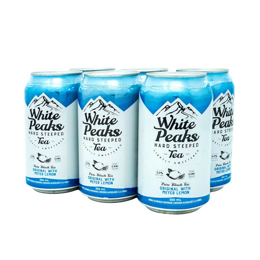 White Peaks Pure Black Tea Original with Meyer Lemon 6 Pack Can