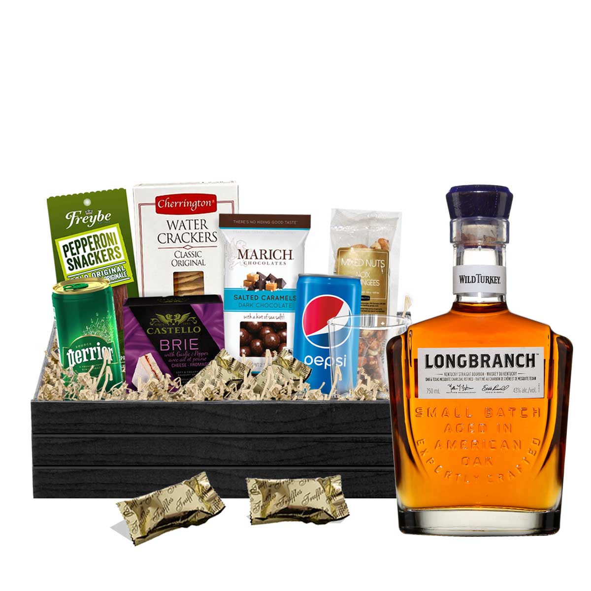 TAG Liquor Stores BC - Wild Turkey Longbranch Bourbon Whiskey 750ml Gift Basket