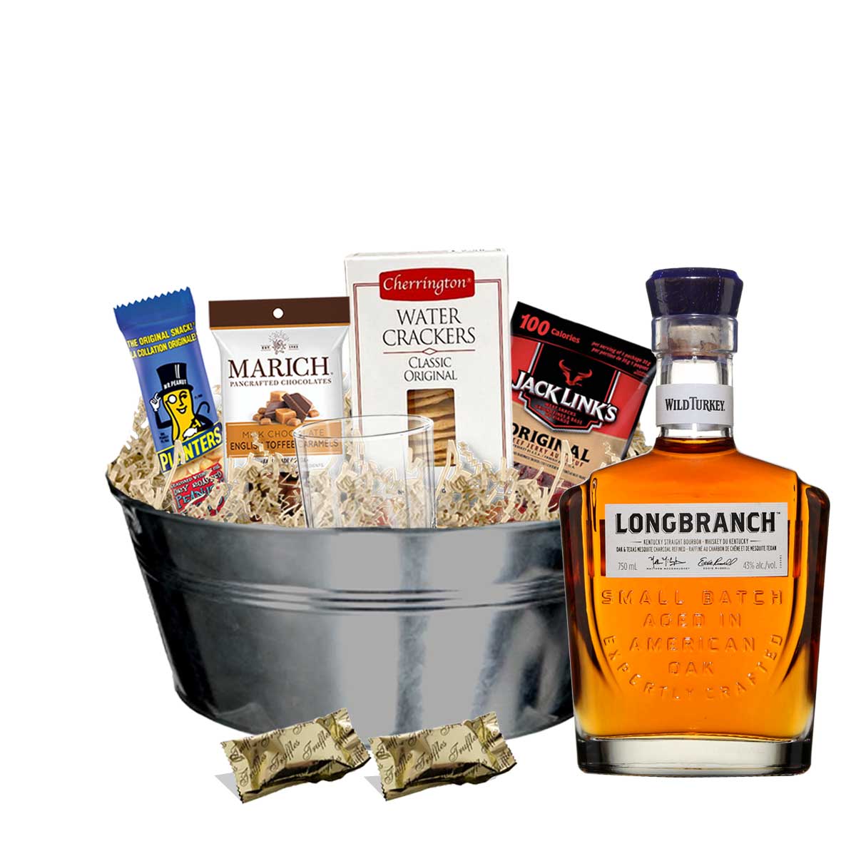 TAG Liquor Stores BC - Wild Turkey Longbranch Bourbon Whiskey 750ml Gift Basket