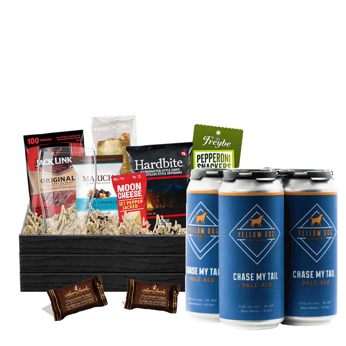 TAG Liquor Stores BC - Yellow Dog Brewing Chase My Tail Pale Ale Gift Basket 4 x Cans