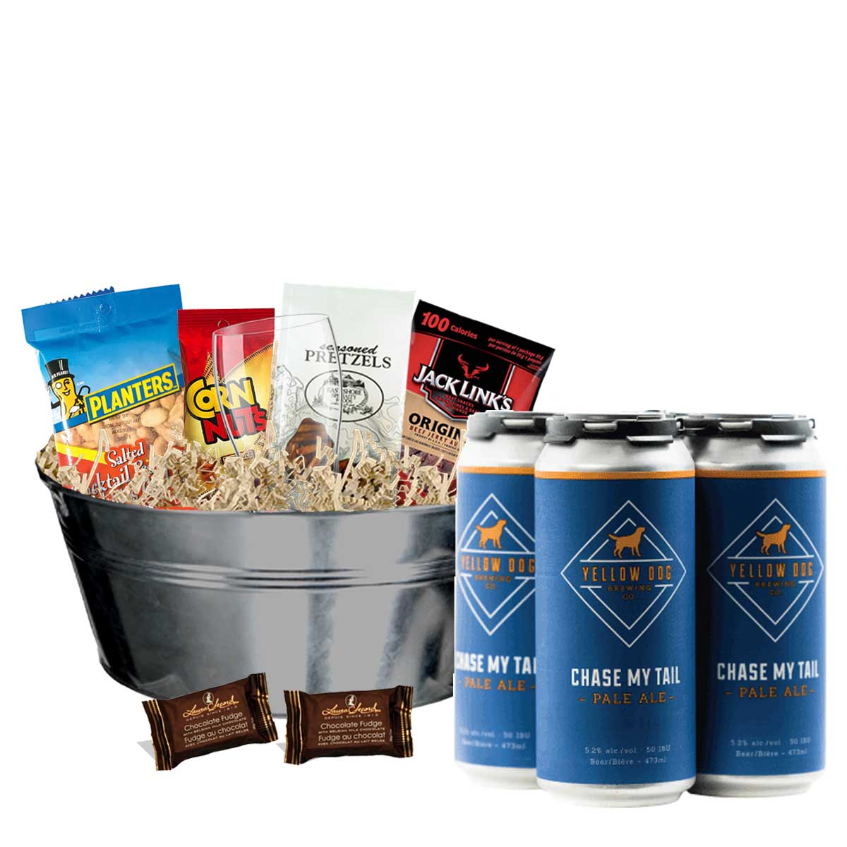 TAG Liquor Stores BC - Yellow Dog Brewing Chase My Tail Pale Ale Gift Basket 4 x Cans