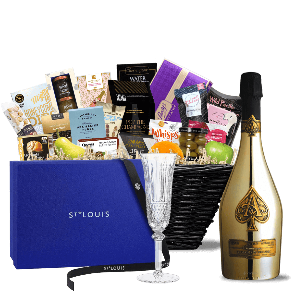 TAG Liquor Stores BC - Armand De Brignac Gold Champagne with Velvet Bag Ultra Luxe Gift Basket