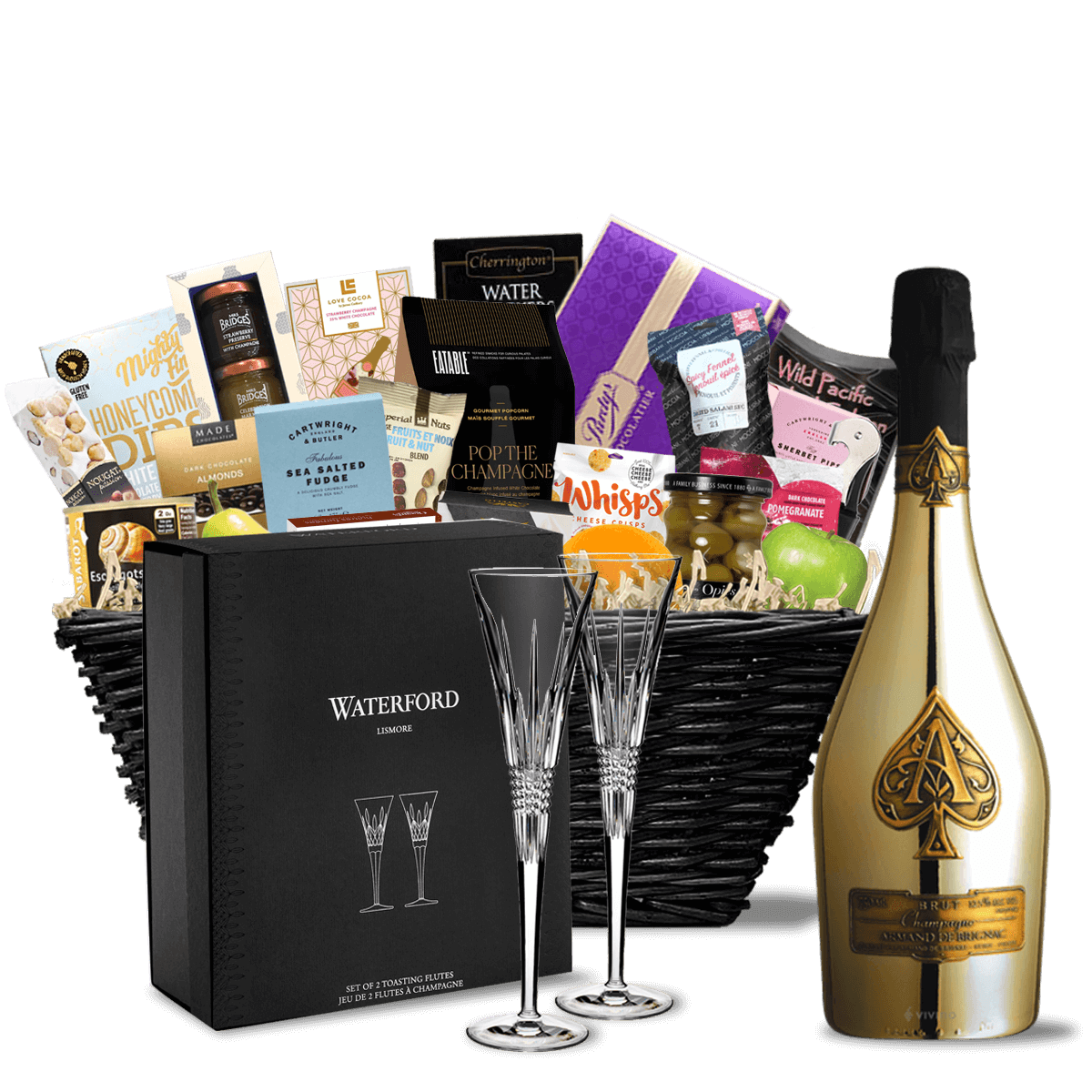 TAG Liquor Stores BC - Armand De Brignac Gold Champagne with Velvet Bag Ultra Luxe Gift Basket