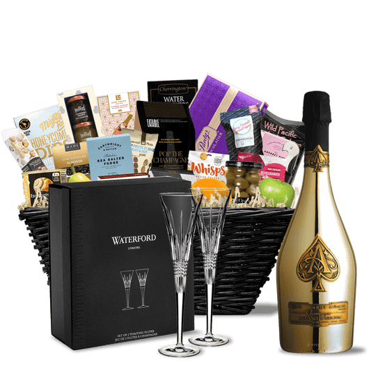 TAG Liquor Stores BC - Armand De Brignac Gold Champagne with Velvet Bag Ultra Luxe Gift Basket