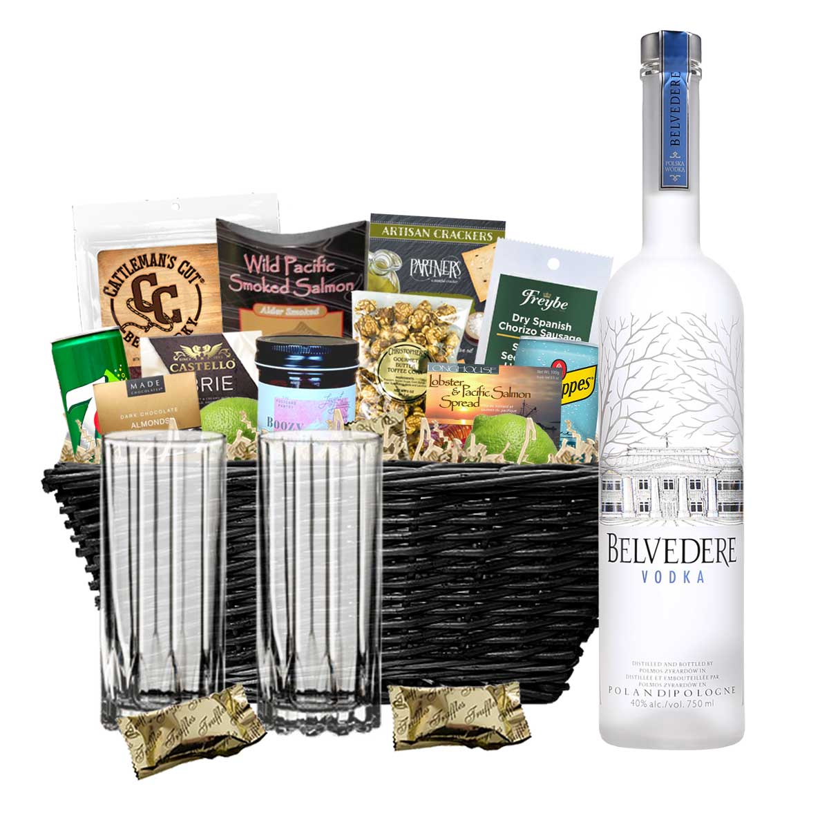 TAG Liquor Stores BC - Belvedere Vodka 750ml Gift Basket