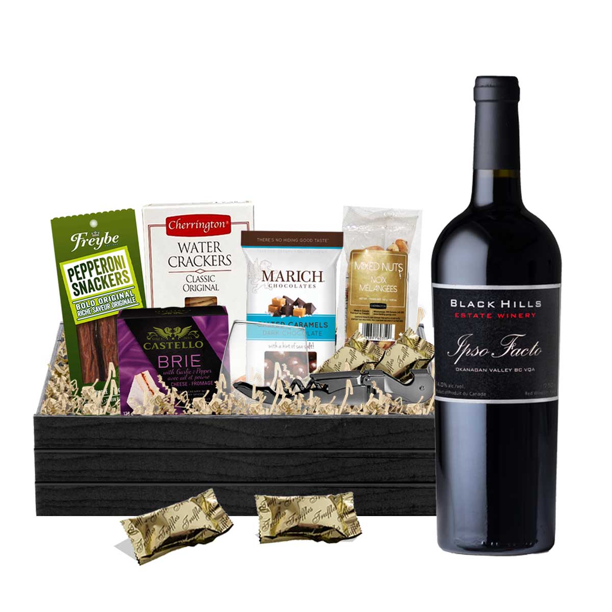 TAG Liquor Stores BC - Black Hills Winery Ipso Facto Red Blend 750ml Gift Basket