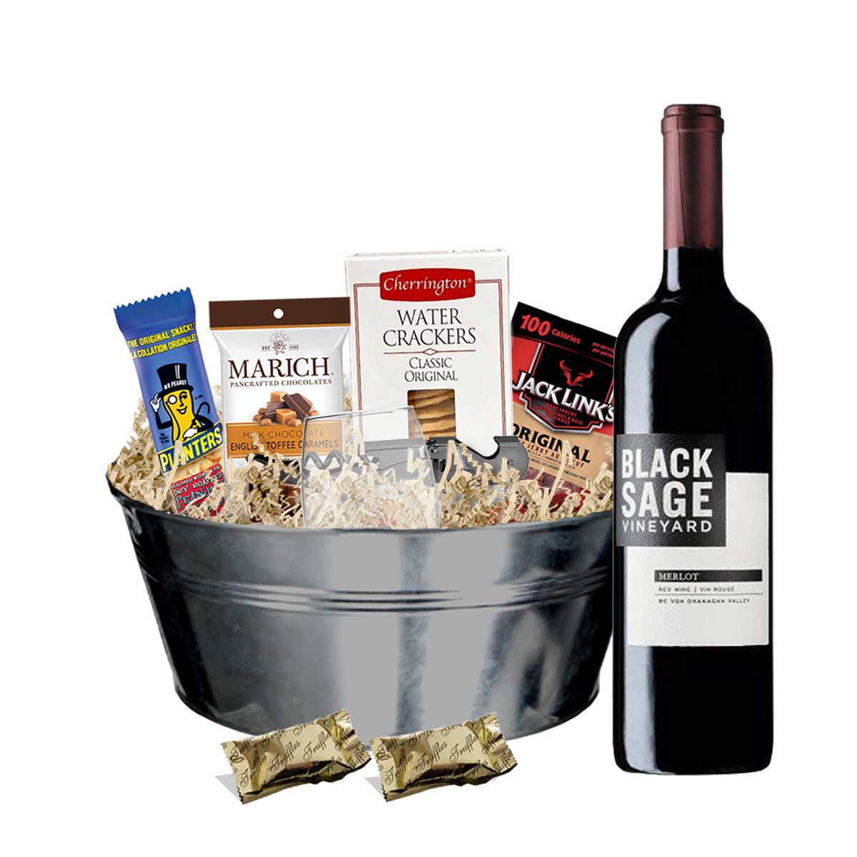 TAG Liquor Stores BC - Black Sage Merlot 750ml Gift Basket