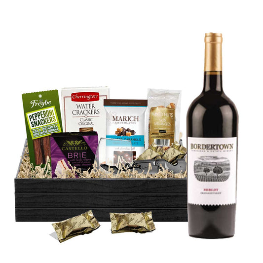 TAG Liquor Stores BC - Bordertown Vineyards and Estate Winery Merlot 750ml Gift Basket