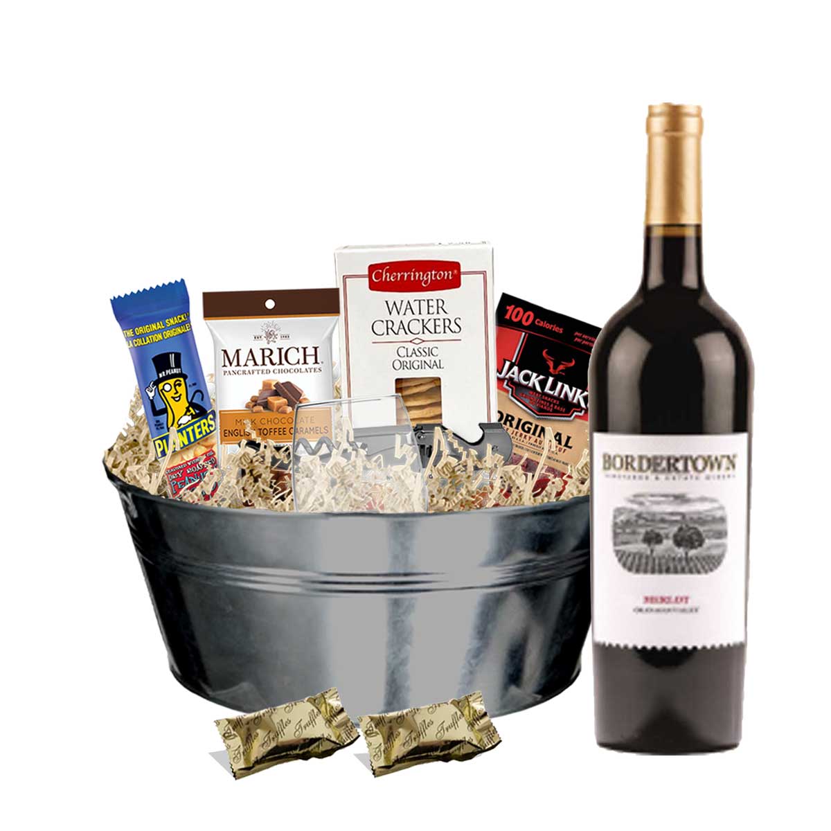TAG Liquor Stores BC - Bordertown Vineyards and Estate Winery Merlot 750ml Gift Basket