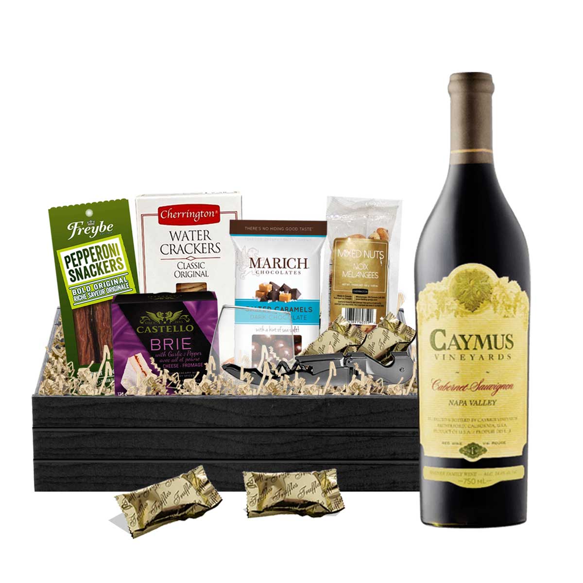 TAG Liquor Stores BC - Caymus Vineyards Napa Valley Cabernet Sauvignon 750ml Gift Basket