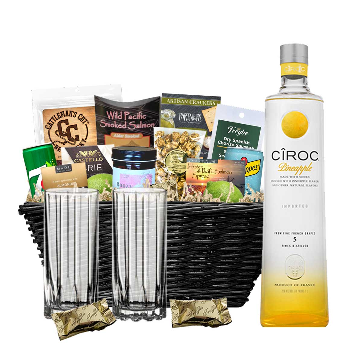 TAG Liquor Stores BC - Ciroc Pineapple Vodka 750ml Gift Basket