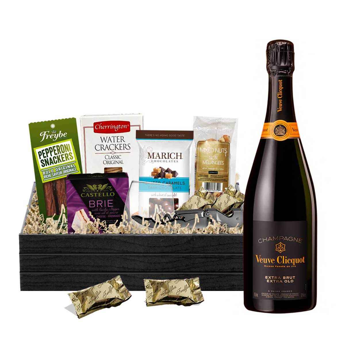 TAG Liquor Stores BC - Veuve Clicquot Extra Brut Extra Old Champagne 750ml Gift Basket